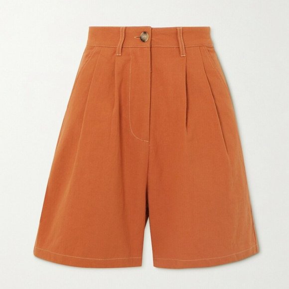 L.F. Markey Women's Henry Pleated Shorts in Burnt Orange Size US 4 - Picture 2 of 7